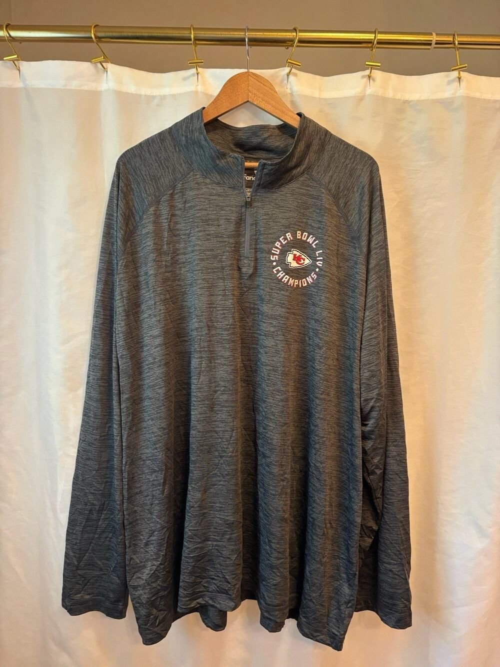 Fanatics Kansas City Chiefs 1/4 Zip Pullover Men's 4Xl Gray NFL Long Sleeve